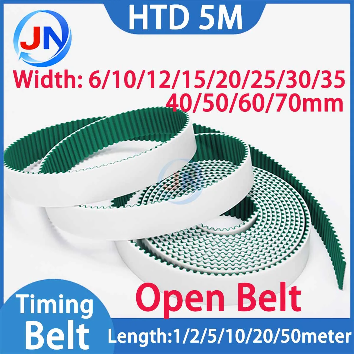 HTD5M Open Timing Belt PU Open Belt 15mm 20mm 30mm 40mm Conveyor HTD 5M Polyurethane With Steel Rubber Aramid 3D Printer Drive