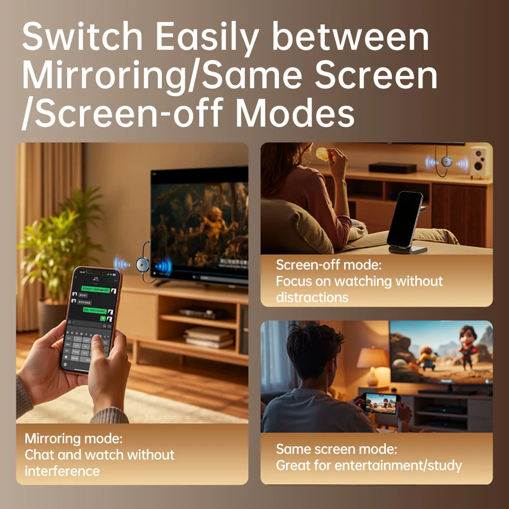 Llano Wireless 4K Screen Mirroring for Phone to TV 5.8G Signal, Plug & Play, No App Needed, 30m Range, HDMI Output