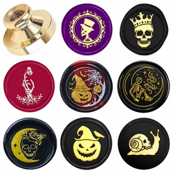 Halloween Skull Series Pattern Wax Seal Stamps 25mm Zdejmowane mosiężne główki do dekoracji zaproszeń na imprezę Halloween