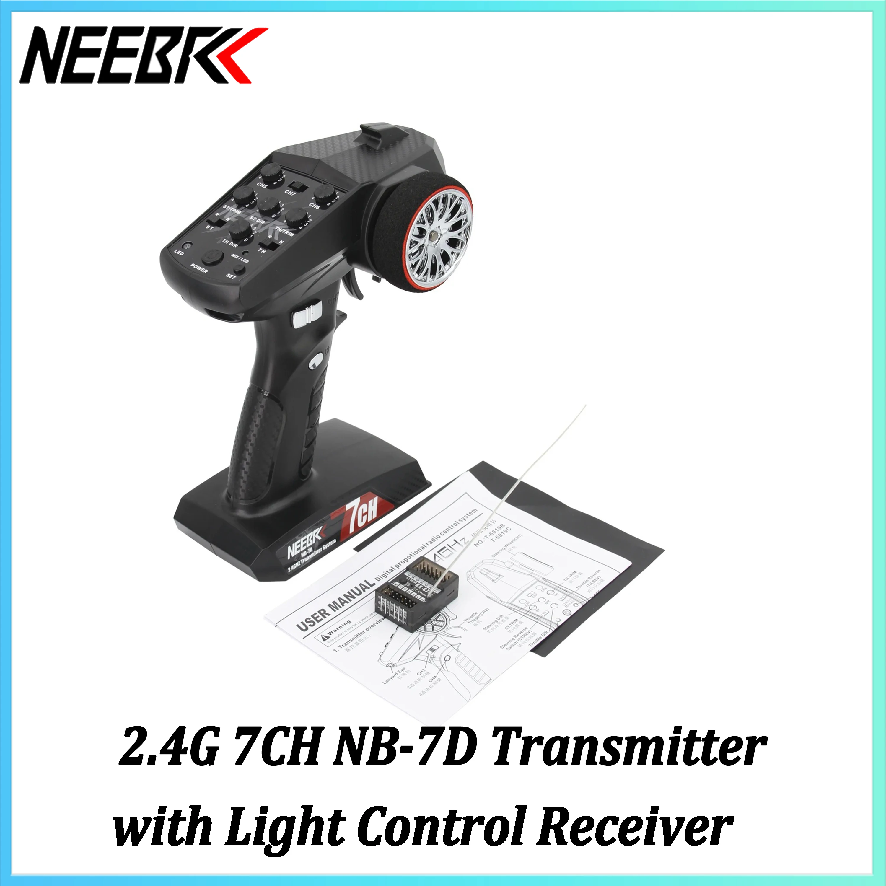 

NEEBRC 2,4G 7CH NB-7D передатчик пульт дистанционного управления радиосистема с приемником управления освещением для радиоуправляемого автомобиля гусеничный танк модель лодки
