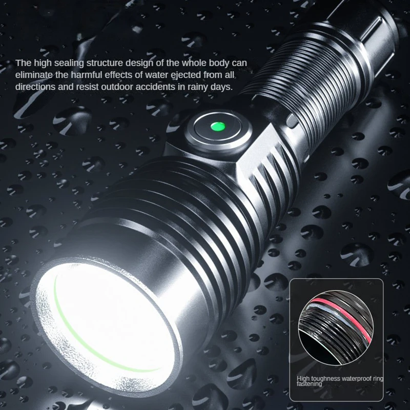Strong Power SST40 Led Flashlight Portable 26650 Battery Self Defense Type-C USB Rechargeable Flashlights Torch Camping Lamp