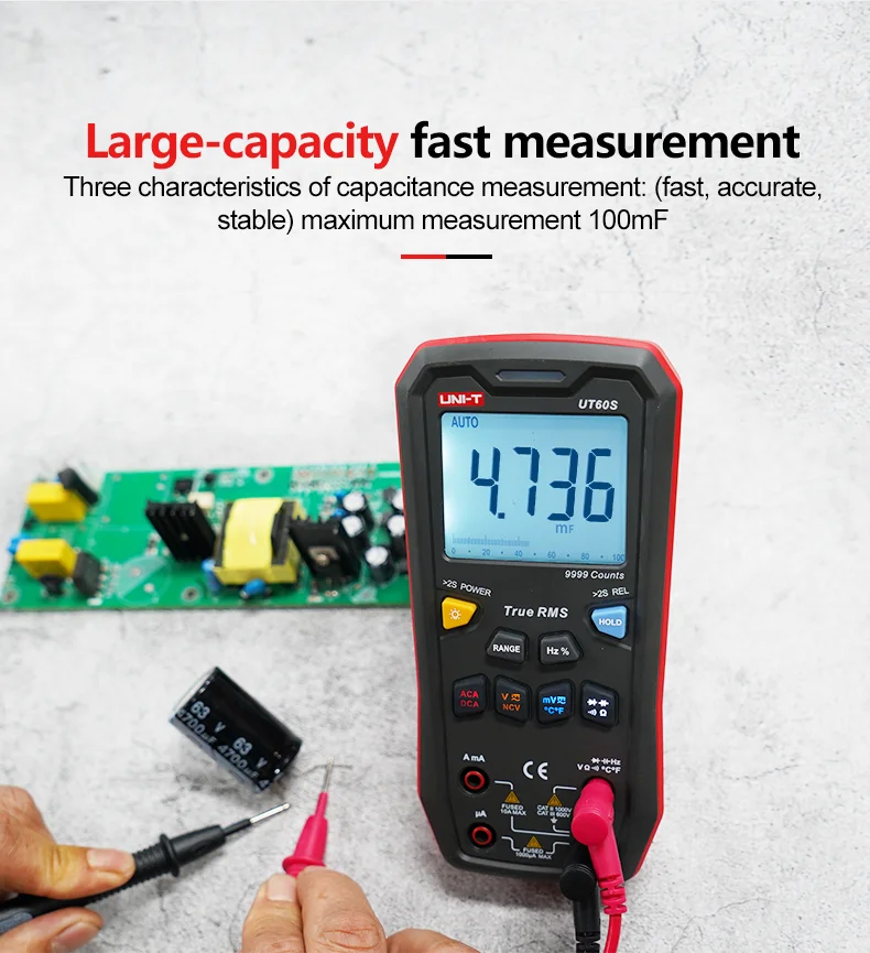 Imagem -04 - Uni-t-digital Multímetro Inteligente Ut60s Ut60bt 1000v ac dc Voltímetro Amperímetro True Rms Capacitor Testador de Temperatura