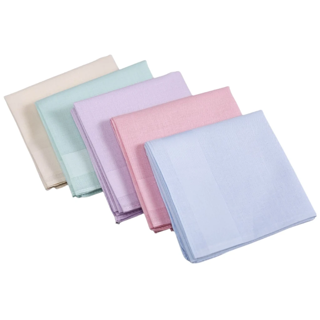 5 Pack of Pure Color Men's Pure Cotton Handkerchiefs, Cotton Yarn-Dyed Plain Handkerchiefs, Tie-Dyed Handkerchiefs, Flap Pocket Pants Scarves, Wedding Supplies