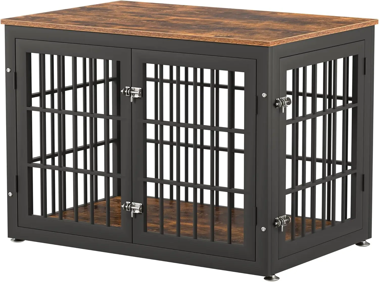 Indoor Use, Wooden Dog Crate Furniture in Rustic Brown, Heavy Duty for Large and Medium Dogs, Decorative as End Table