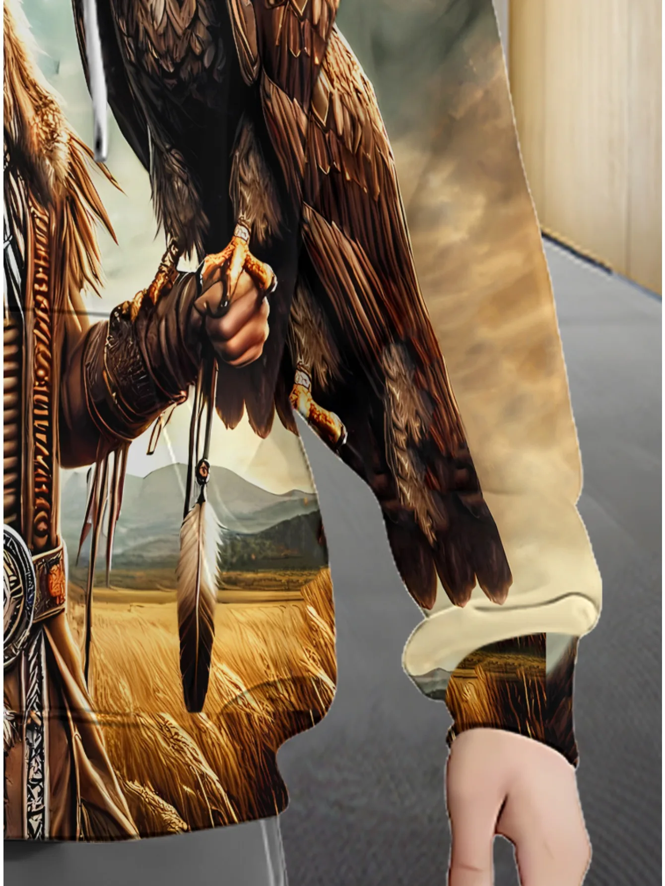 Толстовка на молнии для мужчин. Толстовка с дизайном Native Warrior для одежды в гостиной, Яркий многоцветный принт, Легкий удобный крой,