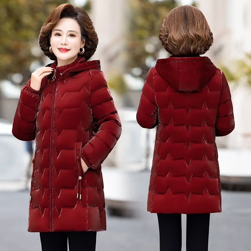 Glossy Down Cotton Jacket Women Parkas Winter Hooden Cotton Padded Coat waterproof Warm thicken Coat Manteau Femme