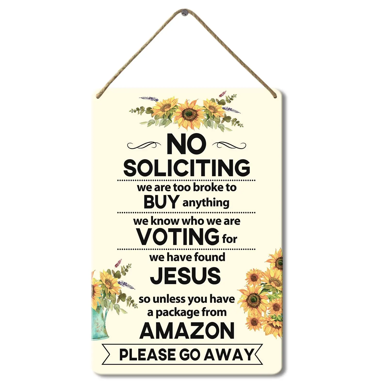 No Soliciting Sign For House Funny No Soliciting Signs For Home Sunflower Front Door Sign Hanging Wall Decoration Please Go sign