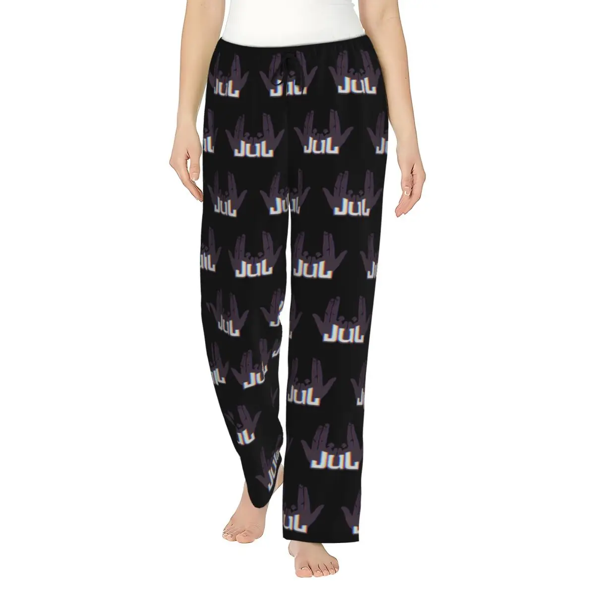 Custom JUL Pajama Pants Women French Rapper Music Lounge Sleep Drawstring Sleepwear Bottoms with Pockets - view 3
