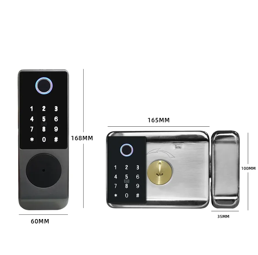 Fingerprint Gate Door Lock TUYA WIFI Outdoor Waterproof Smart Lock With Remote Control TTLOCK App Card Eletronico Digital Lock