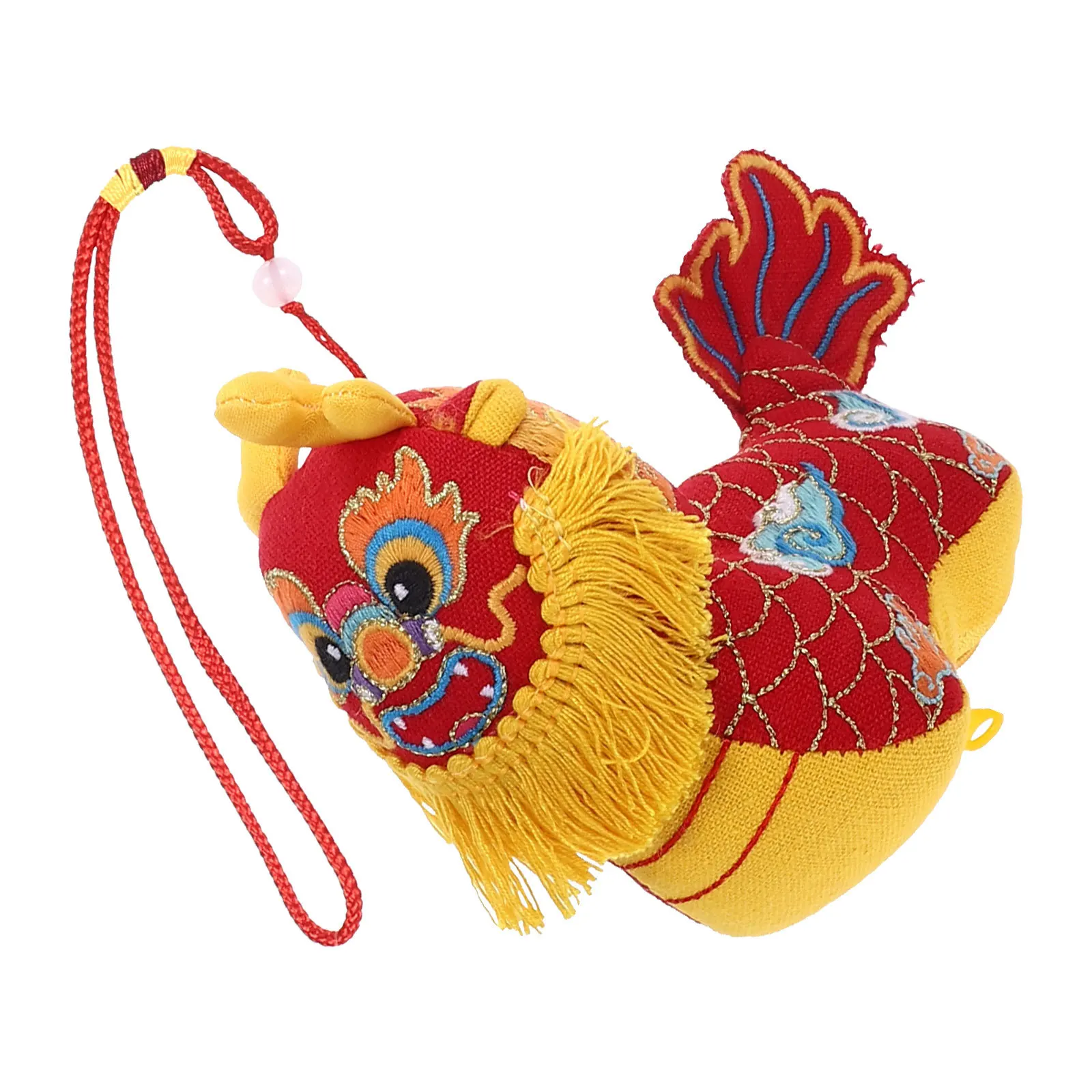 Drago mascotte appeso decorazione animale di peluche in stile cinese per la parete di casa dell'auto regalo di Capodanno colore brillante artigianato squisito