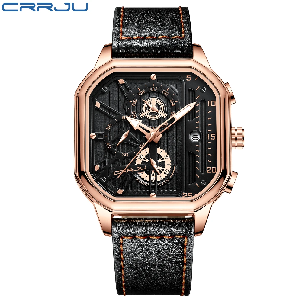 CRRJU 2022นาฬิกาข้อมือสำหรับผู้ชาย Top Luxury ยี่ห้อควอตซ์ Mens นาฬิกา Reloj Hombre นาฬิกากีฬา Man Relogio Masculino