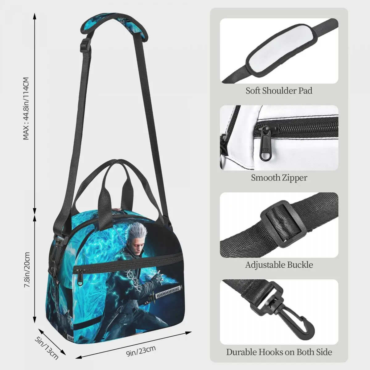 Vergil From The Devil May Cry Series Lunch Bags Bento Box Lunch Tote Resuable Picnic Bags Thermal Bag for Woman Student Office