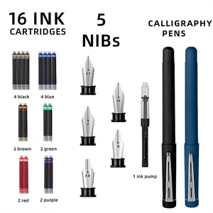 Set Penulisan Pena Kaligrafi 25 Buah 2 Pulpen 5 Ujung Pena 16 Kartrid Tinta untuk Seni Font Bunga Gotik Gambar Sketsa Bahasa Inggris 6 pulpen bunga dengan penjualan terbaik - №