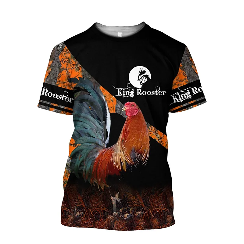 Rooster Fight T Shirt for Men Top Tee Shirts Harajuku Fashion 3D Funny Farm Rooster Printed T-shirt Womens Clothing Short Sleeve