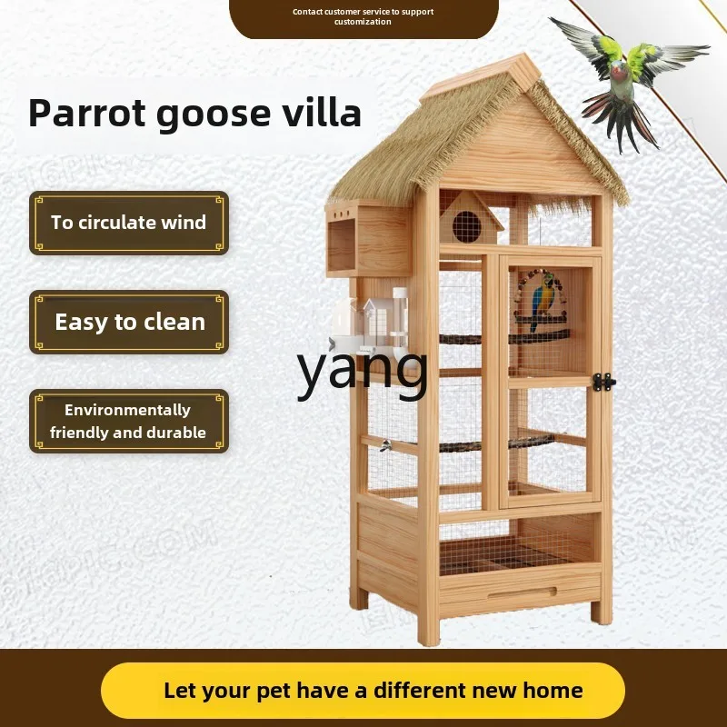 Lmm home luxury villa solid wood large space splash-proof easy to clean ecological bird cage