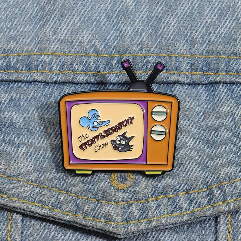 Fun Cartoon TV Enamel Pin Custom Classic Television Lapel Brooch Clothes For Kids Friend Backpacks Funny  Badge Wholesale