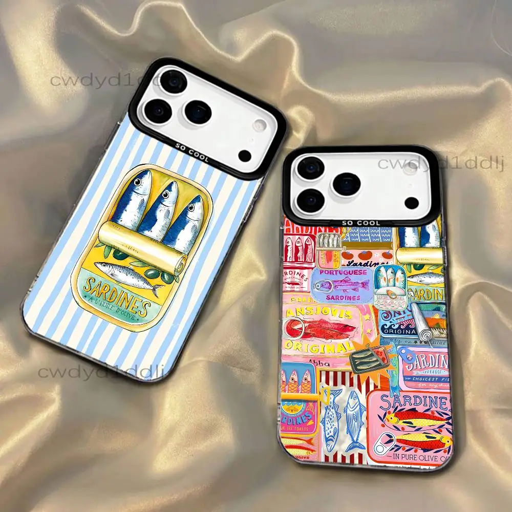 

Canned Sardines Vintage For iPhone 17,16,15,14,13,12,X,8,Pro,Max,Plus,SE4,Air,Mini Black IMD Matte Case