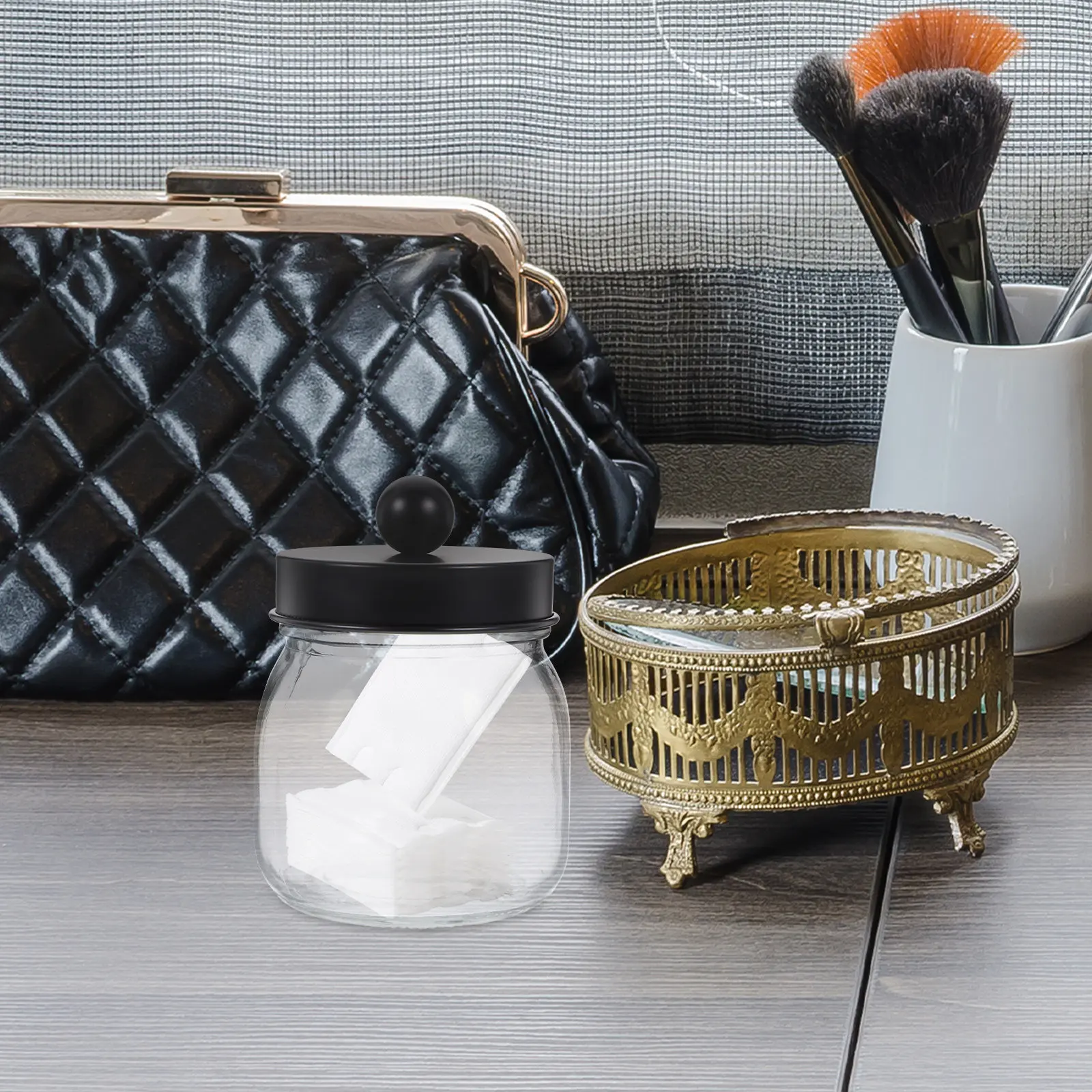 

Набор из 2-х прозрачных контейнеров для ватных дисков и тампонов из нержавеющей стали с крышкой, органайзер для ванной комнаты, пылезащитный, аккуратный, штабелируемый