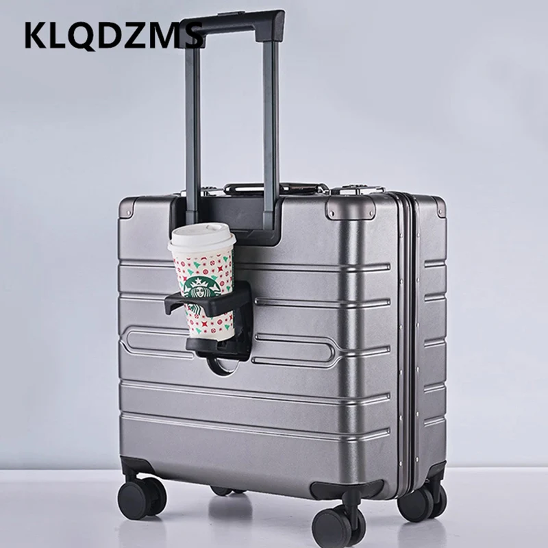 

KLQDZMS Высококачественный чемодан 18-дюймовый полностью алюминиево-магниевый сплав, посадочный ящик, мужской деловой чемодан на колесиках, чемодан на колесиках