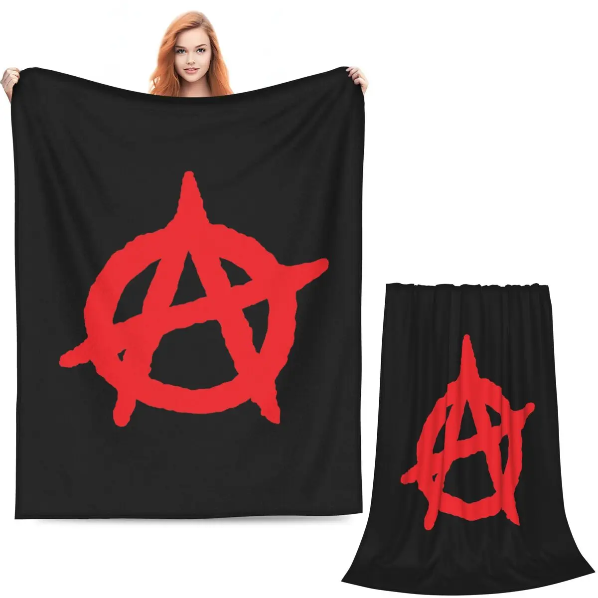 Red Anarchy Logo Large Blankets Soft Warm Flannel Throw Blanket Plush for Bed Living room Picnic Travel Home Sofa