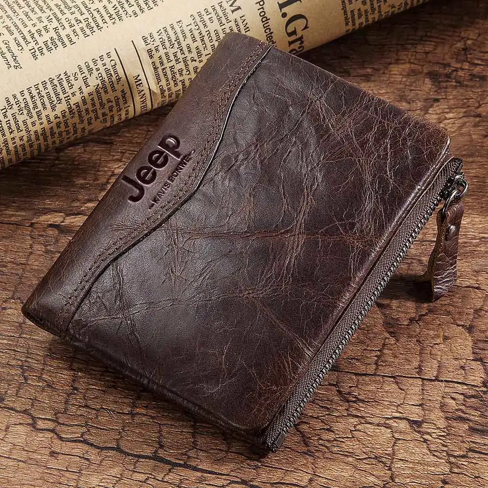 Cowhide Genuine Leather Men Wallet Vintage PORTFOLIO Portomonee Male Coin Purse Small Mini Card Holder Hasp Male Pockect Walets