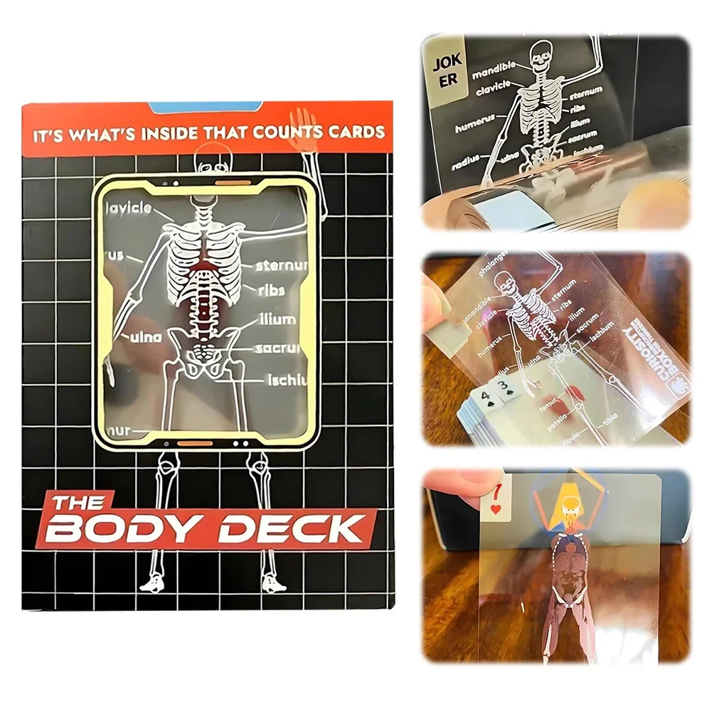 3D Image Educational Cards Reusable Body Transparent Playing Cards Multi-Purpose Human Anatomy Playing Cards for Friend Gifts