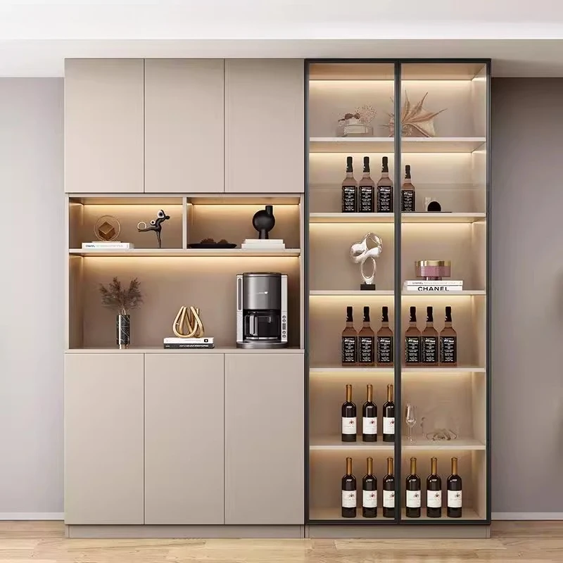 

Classic Display Kitchen Storage Cabinet Glass Luxury Modern Kitchen Storage Cabinet Space Saving Vetrina Esposizione Furniture