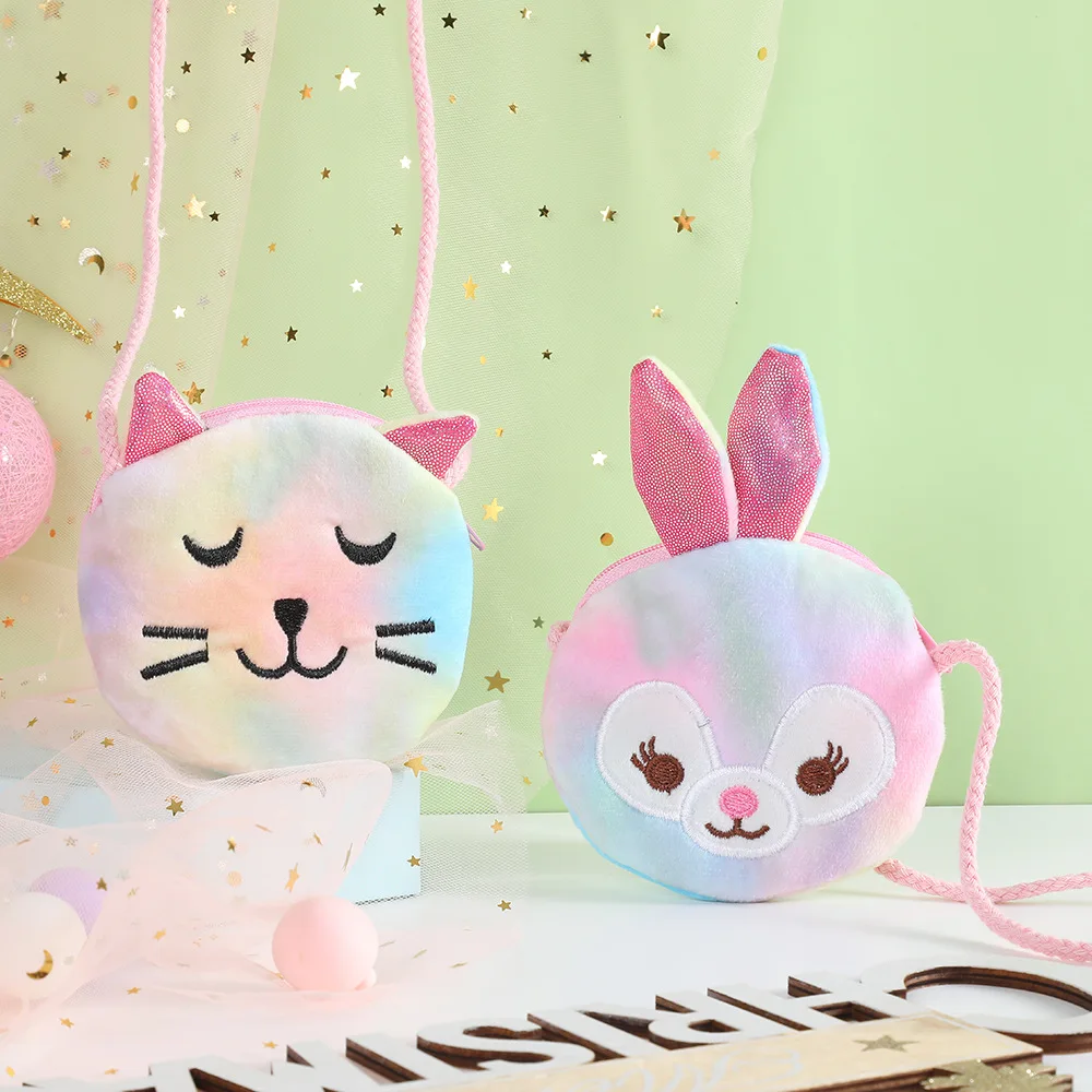 Adorabili bambini peluche unicorno giocattolo cartone animato portamonete borse a tracolla Cute Animal Cat Fluffy Baby Kid Kindergarten Cross-Body Bag