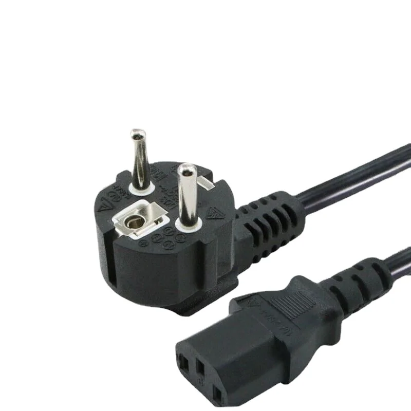 1.8m C13 IEC Kettle To European 3X0.75m2 2 Pin Round AC EU Plug Power Cable Lead Cord PC