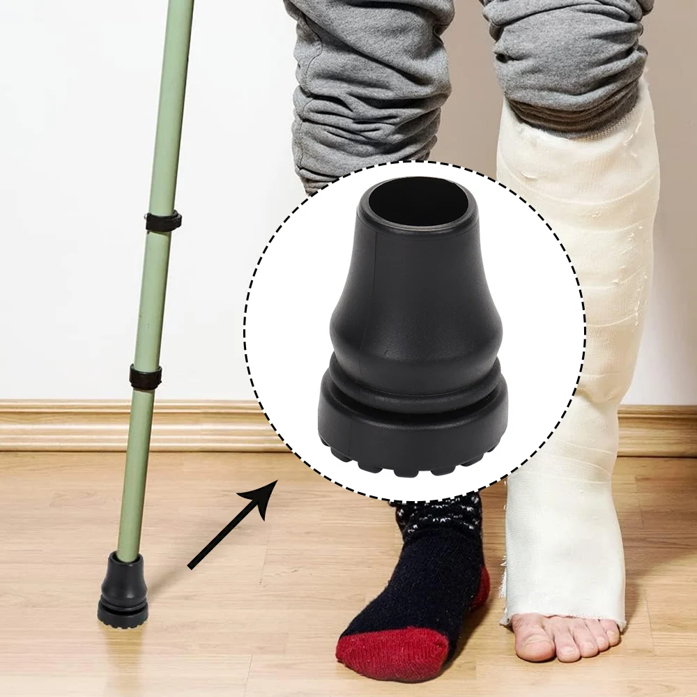 1 قطعة دائم الأسود 19 مللي متر/22 مللي متر عصا للمشي قدم المطاط رئيس العكاز اكسسوارات الرحلات استبدال المضادة للانزلاق نصائح عكاز قدم