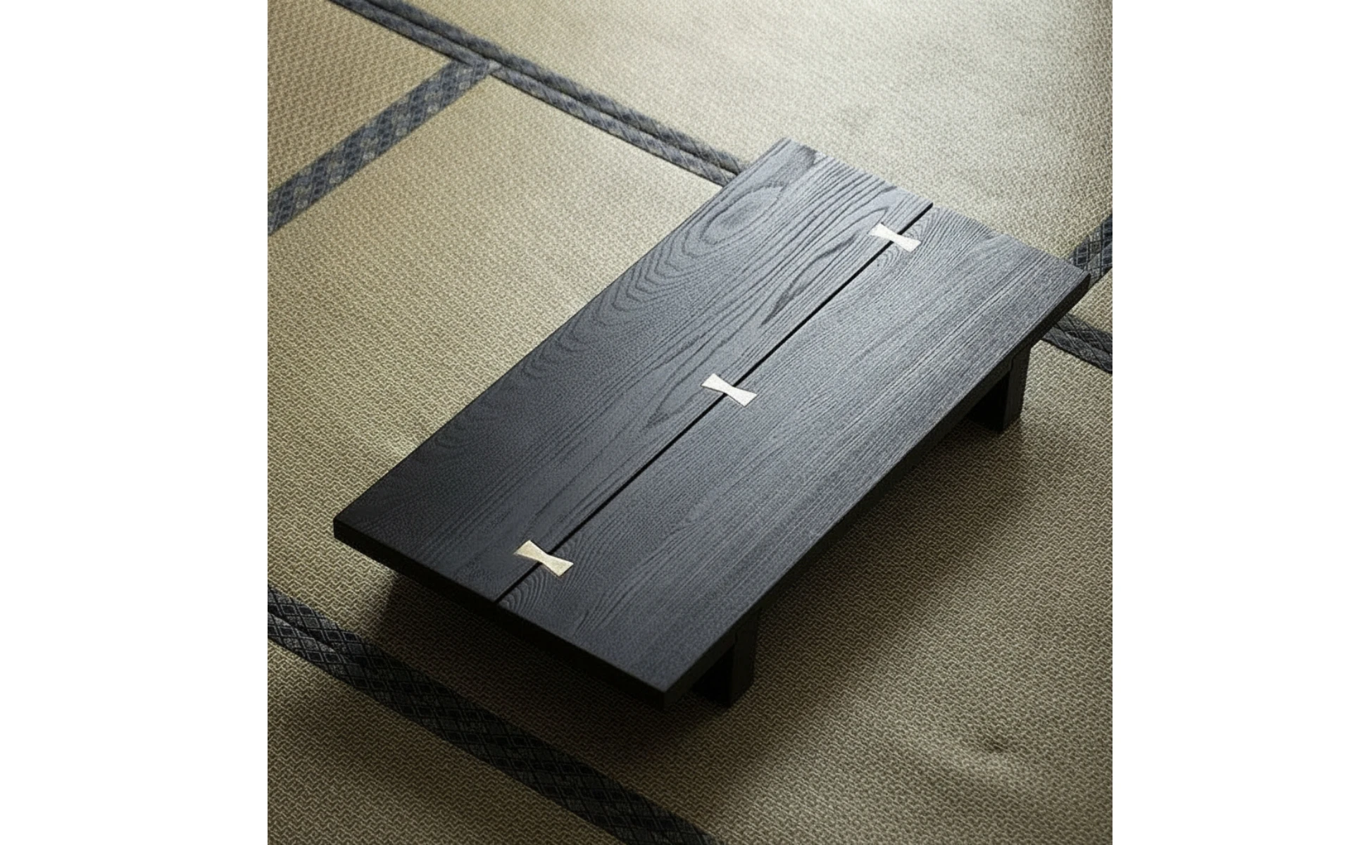 Table with Brass Inlay Wabi-Sabi Low Tea Table Furniture Compact Simple for Small Rooms Table with Brass Inlay Wabi-Sabi Low Tea Table Furniture Compact Simple for Small Rooms