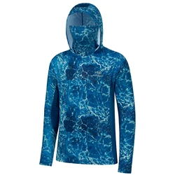 Bassdash Men’s UPF 50+ Fishing Hiking Camo Hoodie Shirt with Face Mask Lightweight Neck Gaiter Long Sleeve Sun Protection FS25M