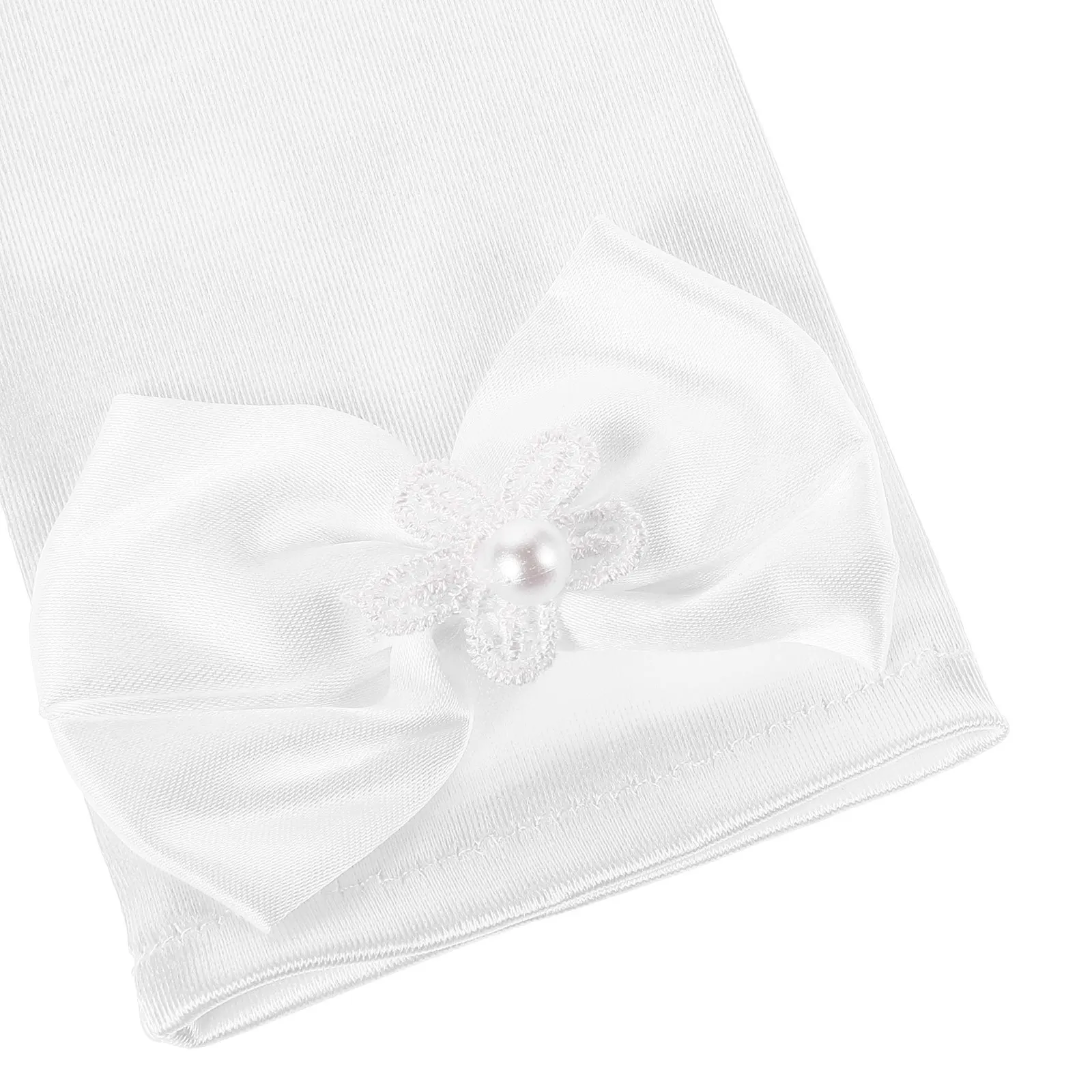 1 زوج قفازات الأطفال الرسمية للفتيات القوس الساتان زهرة فتاة فستان أطفال اكسسوارات الزفاف الشاي حفلة الأميرة ارتداء