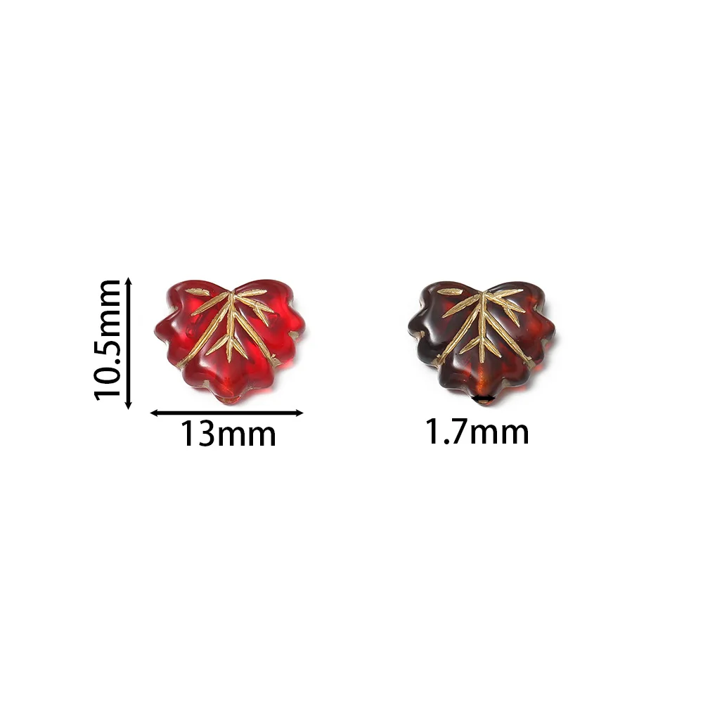 50pcs/lot 13x11MM Vintage Acrylic Beads Amber Maple Leaf Spacer Loose Beads For DIY Jewelry Making Necklace Bracelets Accessory
