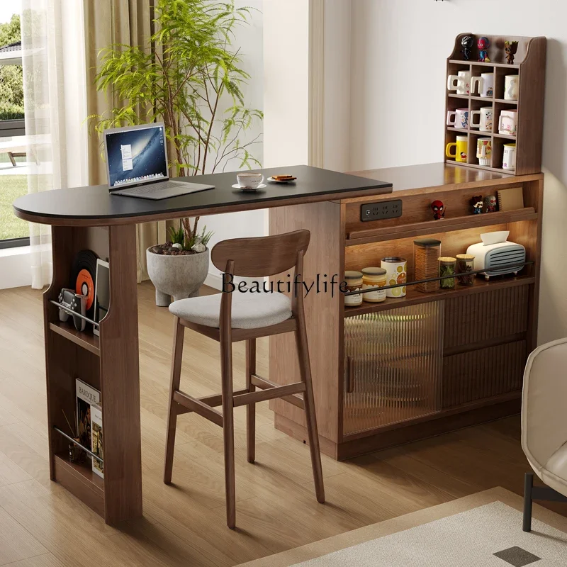FG4003 Solid wood bar counter, small apartment, family retractable restaurant, side cabinet, island platform, partition porch