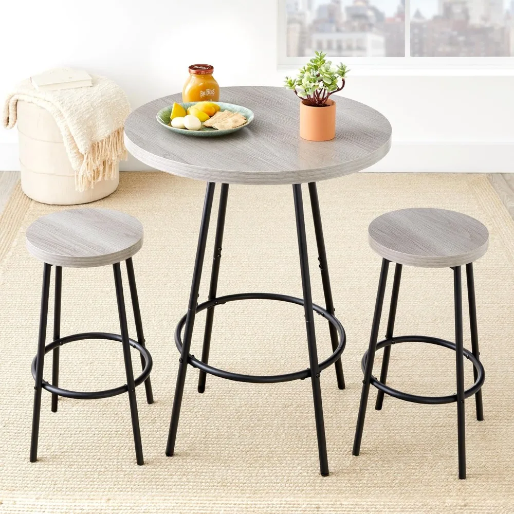 

Bistro Dining Set 3 Piece, Modern Round Counter Height Pub Table, Compact High Top with Bar Stools Pub Dini