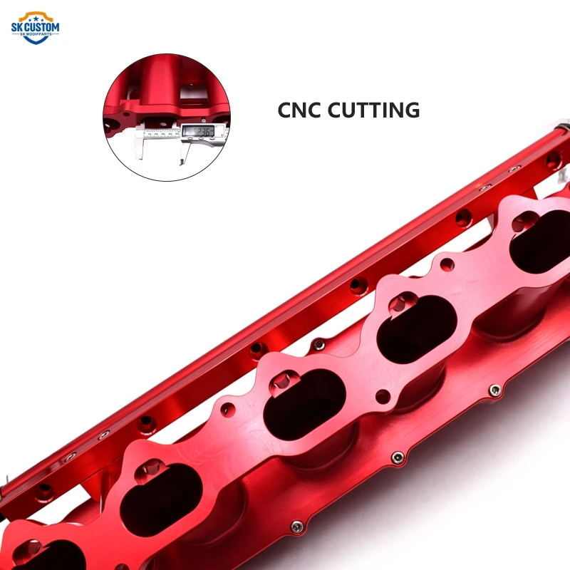 Collettore di aspirazione personalizzato in alluminio CNC da 90 mm per motore Toyota RB26 con binario carburante