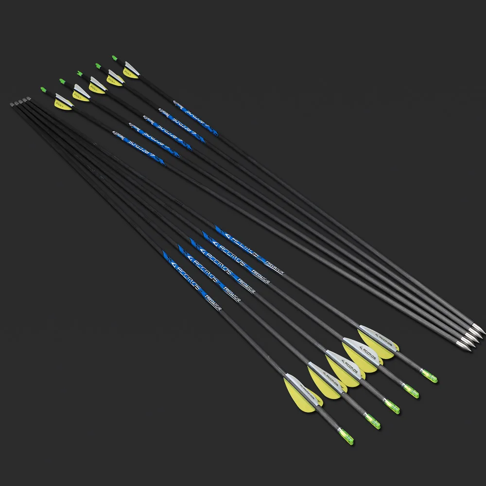 ACCOMOS 12 pz ID4.2mm Tiro con l'arco Frecce in carbonio puro pino 300 350 400 500 600 700 800 Per arco ricurvo o tiro con arco composto