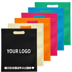 Custom Logo Color Shopping Bags With Handles Non Woven Gift Bags Business Customers Flat Pockets (Printing Fee Not Included)