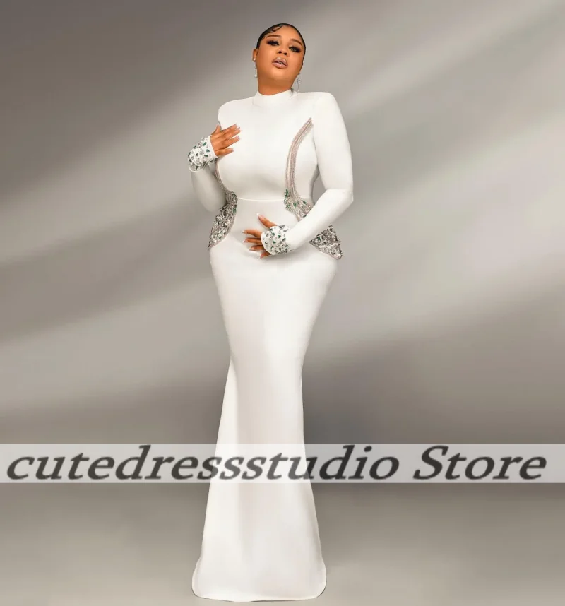 Generous High Neck Evening Dresses 2026 Mermaid DiamondLong Sleeve Party Dress African Prom Gowns Vestidos De Fiesta Customized