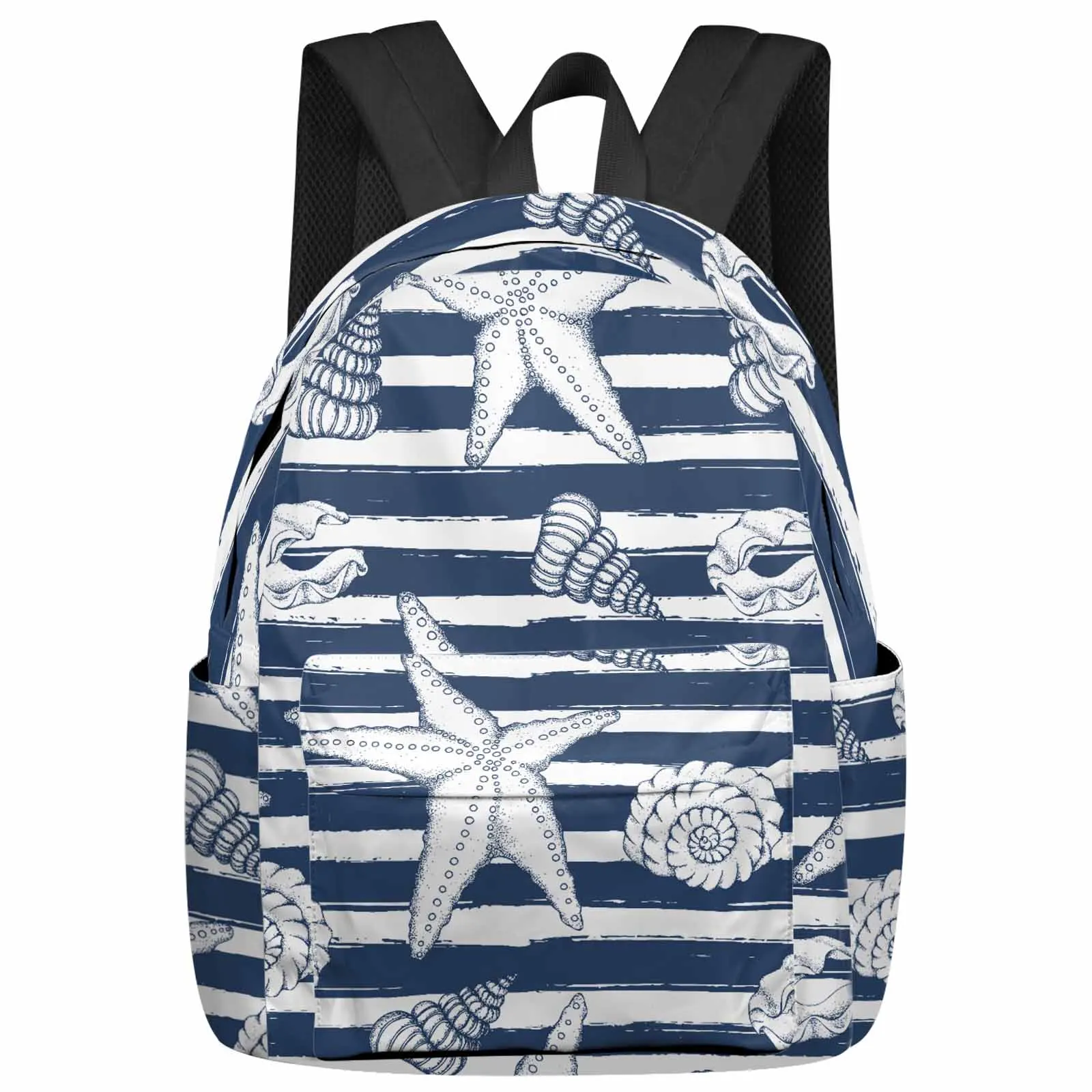 

Conch Starfish Shell Stripes Texture Backpack School Bags for Teenagers Students Laptop Bag Women's Casual Travel Backpack