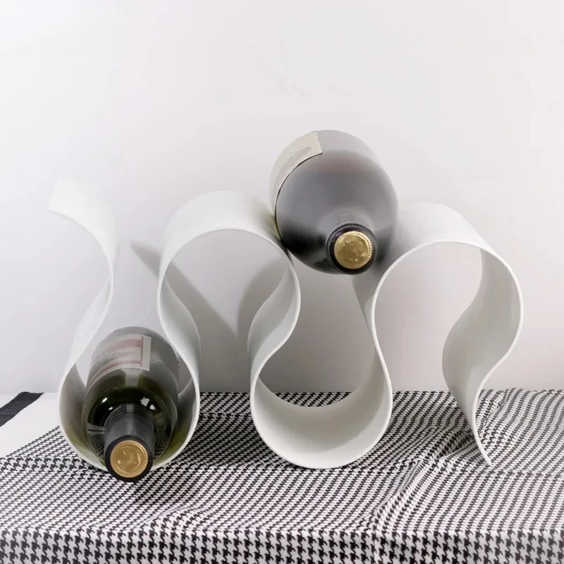Creativity S-Shape Wine Rack Red Wine Beverage Tray Drink Rack Coffee Decoration Home Ribbon Shape Wine Bottle Stand