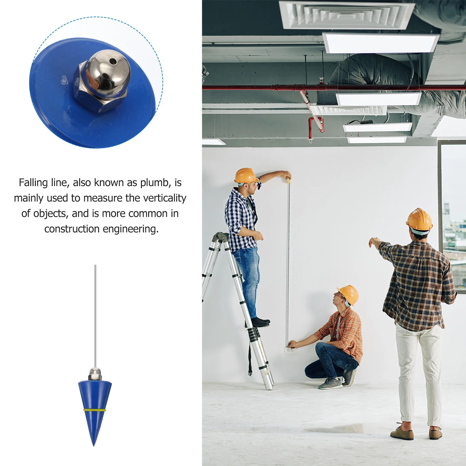 

Plumb Bob Vertical Hammer 300g Wire Pendant Building Measuring Tool Accurate Durable Finish for Construction and