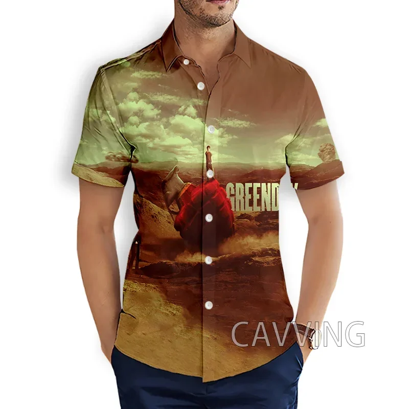 CAVVING-camisas con estampado 3D para hombre y mujer, camisas informales de manga corta, sueltas y transpirables, color verde, Rock, a la moda