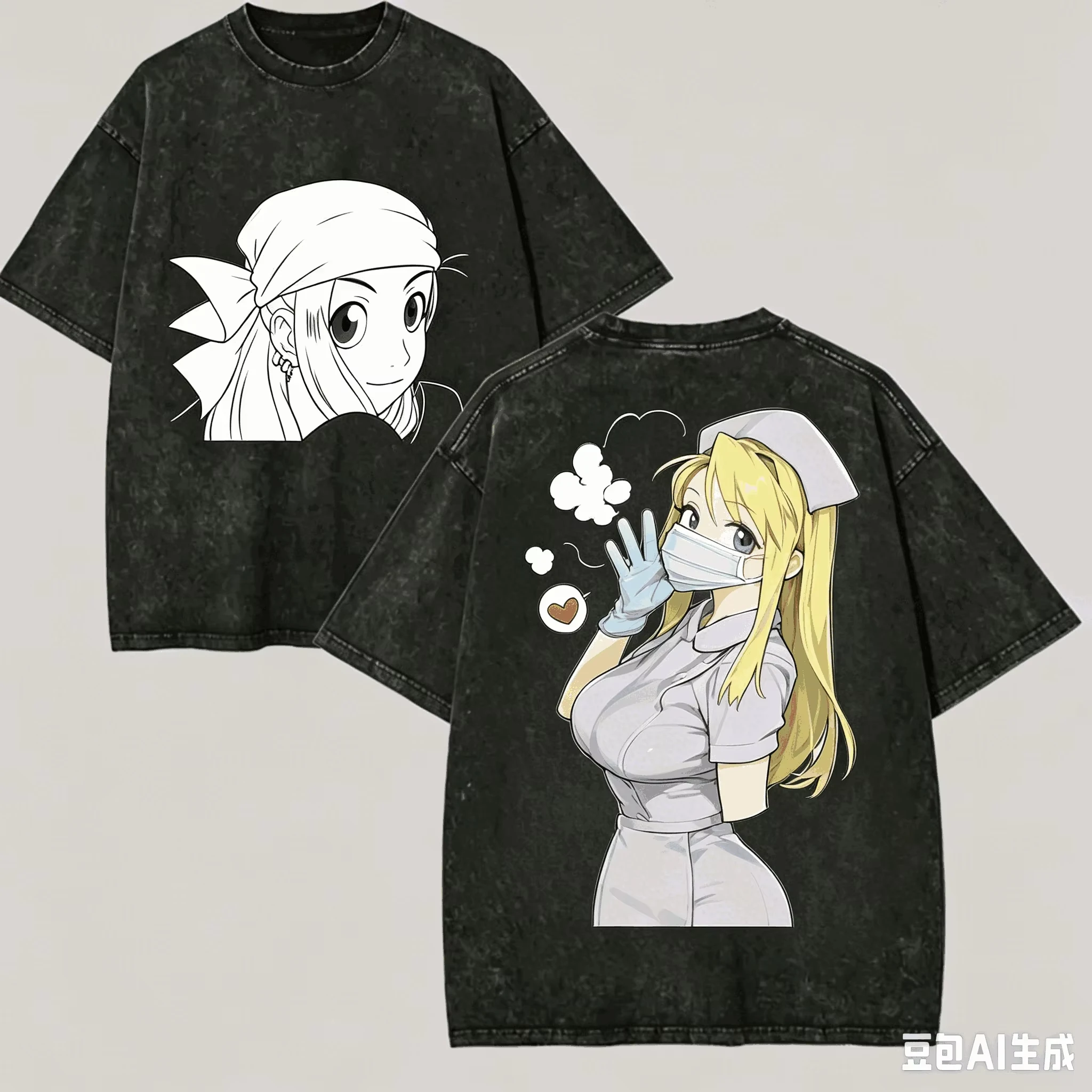 

2026 Alchemist Washed T shirt Anime Lover Harajuku New Model Oversized Unisex high quality Vintage Loose Plus Size Couples