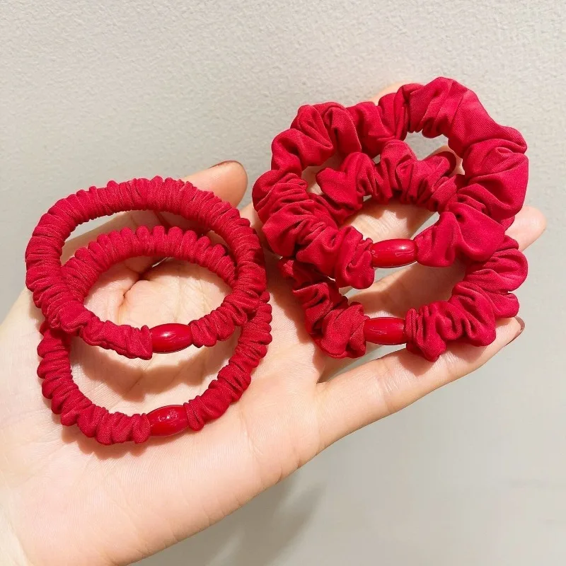 Headwear Women Red Party Fashion Cute Christmas Solid Preppy Style Elastic Hair Bands Casual Kawaii New Year Korean Accessories