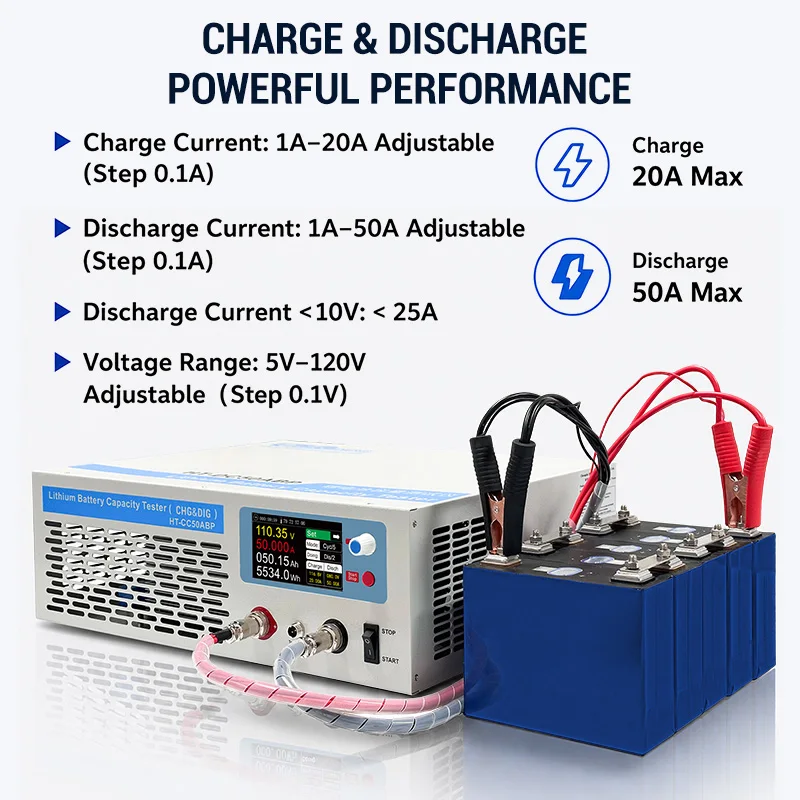 Heltec 5-120V 1-50A Discharge Battery Electronic Load/Capacity Tester for Lead-acid/NiMH/LiFePO4/NCM Batteries Electronic Tools