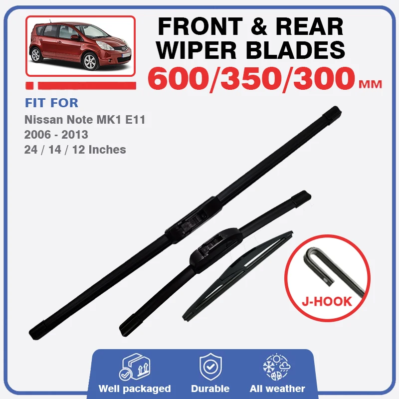 

Front Rear Wiper Blades Set For Nissan Note MK1 E11 2006 - 2013 Windshield Windscreen Window Brushes Wash Accessories 2010 2005