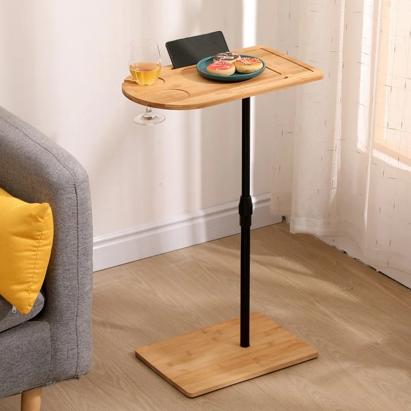 

Adjustable Bamboo C-Shaped Side Table with Storage Slots for Sofa, Bed, or Chair – Oval & Rectangle Design