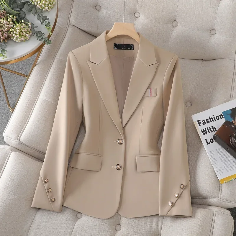 Blazer en coton imbibé pour femme, veste de printemps pour femme, vêtements de travail d'affaires, manteau pour fille, robe de Rh, haute qualité, mode féminine, 1 pièce